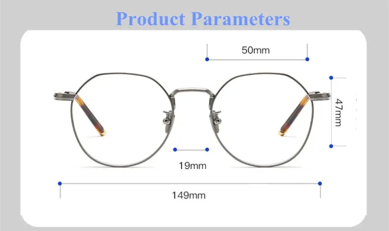 Black Mask Unisex Full Rim Polygon Round Titanium Eyeglasses 14919