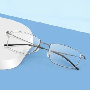 Black Mask Unisex Full Rim Rectangle Screwless Titanium Eyeglasses 5509