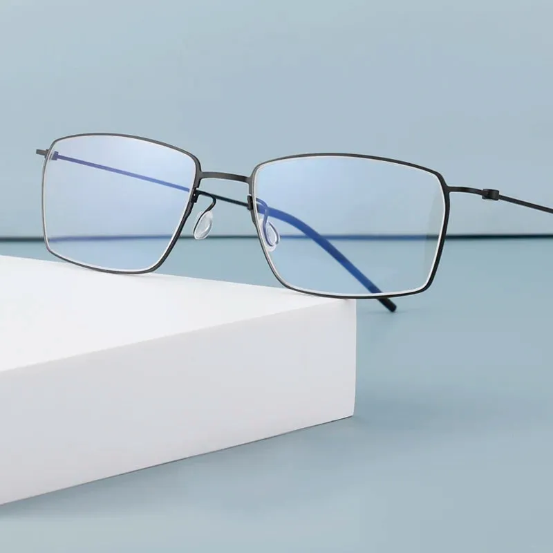 Black Mask Unisex Full Rim Rectangle Screwless Titanium Eyeglasses 5509