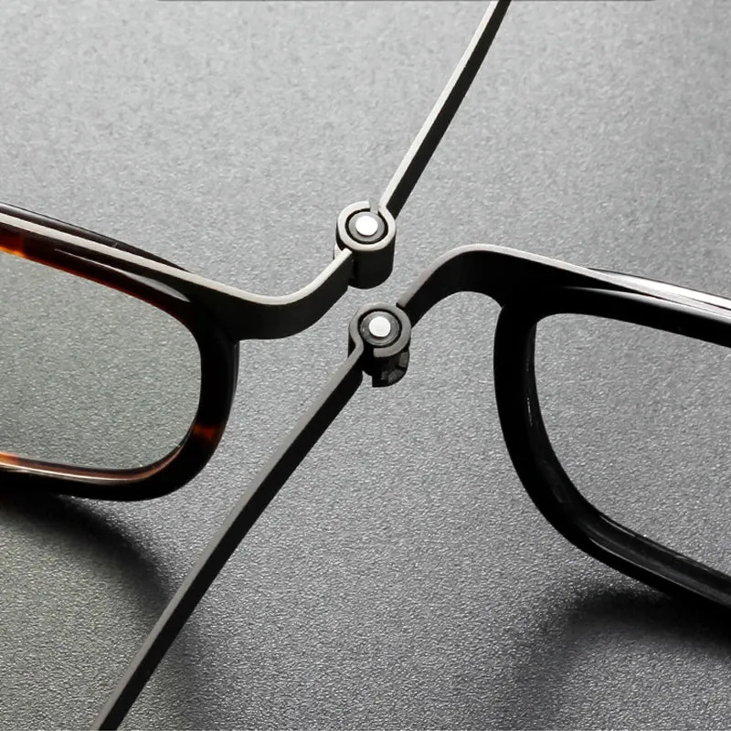 Black Mask Unisex Full Rim Rectangle Titanium Acetate Eyeglasses 9711
