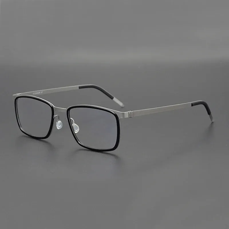 Black Mask Unisex Full Rim Rectangle Titanium Acetate Eyeglasses 9711