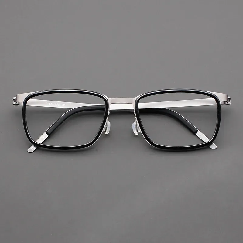 Black Mask Unisex Full Rim Rectangle Titanium Acetate Eyeglasses 9711