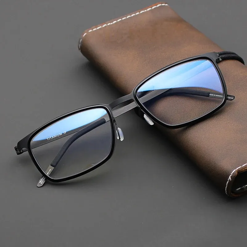 Black Mask Unisex Full Rim Rectangle Titanium Acetate Eyeglasses 9711