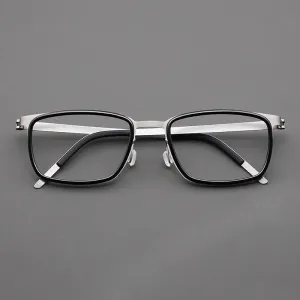 Black Mask Unisex Full Rim Rectangle Titanium Acetate Eyeglasses 9711