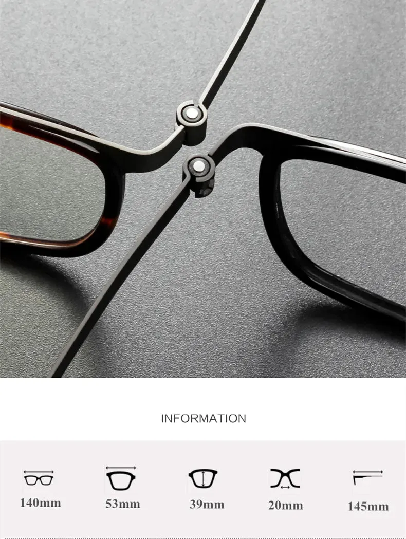 Black Mask Unisex Full Rim Rectangle Titanium Acetate Eyeglasses 9711