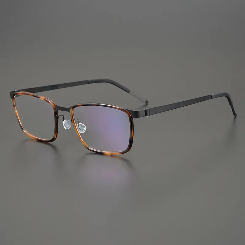 Black Mask Unisex Full Rim Rectangle Titanium Acetate Eyeglasses 9711