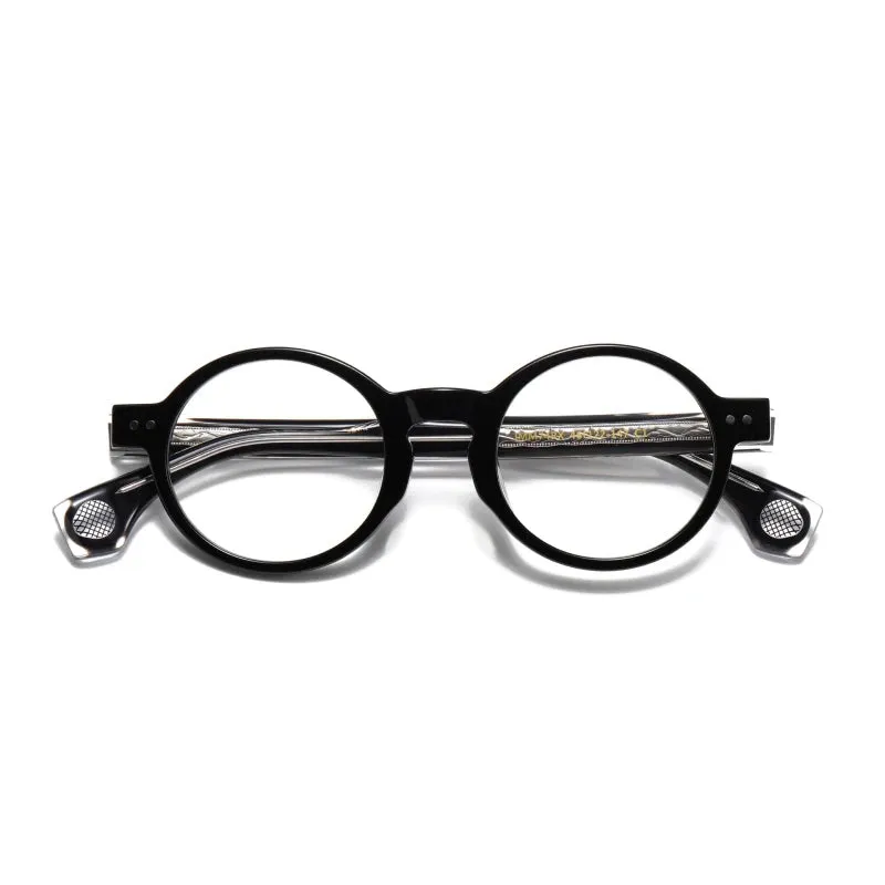 Black Mask Unisex Full Rim Round Acetate Eyeglasses J74rx