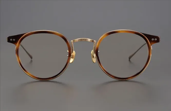 Black Mask Unisex Full Rim Round Titanium Eyeglasses 7285