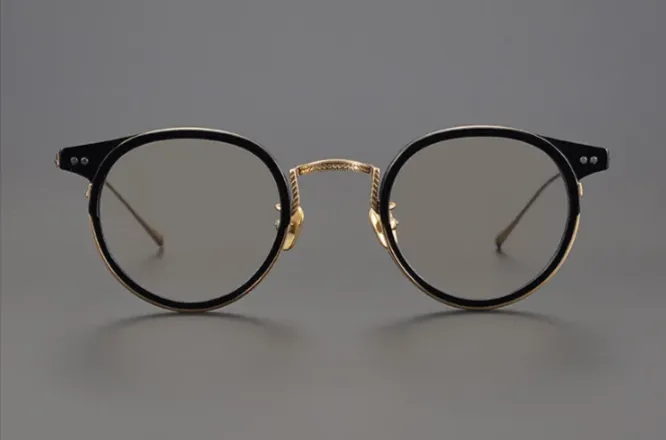 Black Mask Unisex Full Rim Round Titanium Eyeglasses 7285