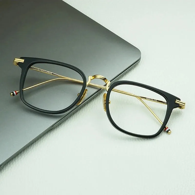 Black Mask Unisex Full Rim Square Alloy Acetate Eyeglasses T905