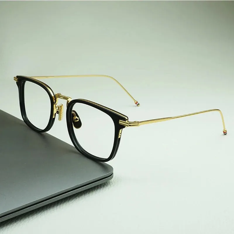 Black Mask Unisex Full Rim Square Alloy Acetate Eyeglasses T905