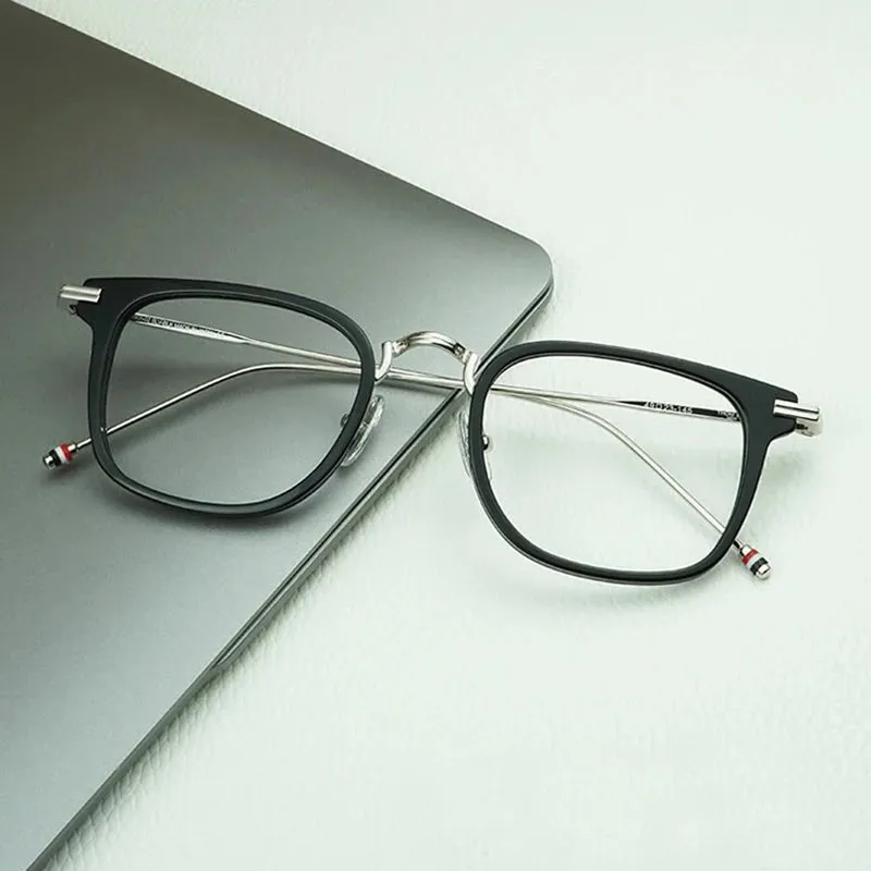 Black Mask Unisex Full Rim Square Alloy Acetate Eyeglasses T905