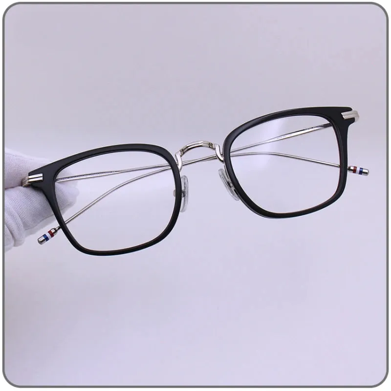 Black Mask Unisex Full Rim Square Alloy Acetate Eyeglasses T905