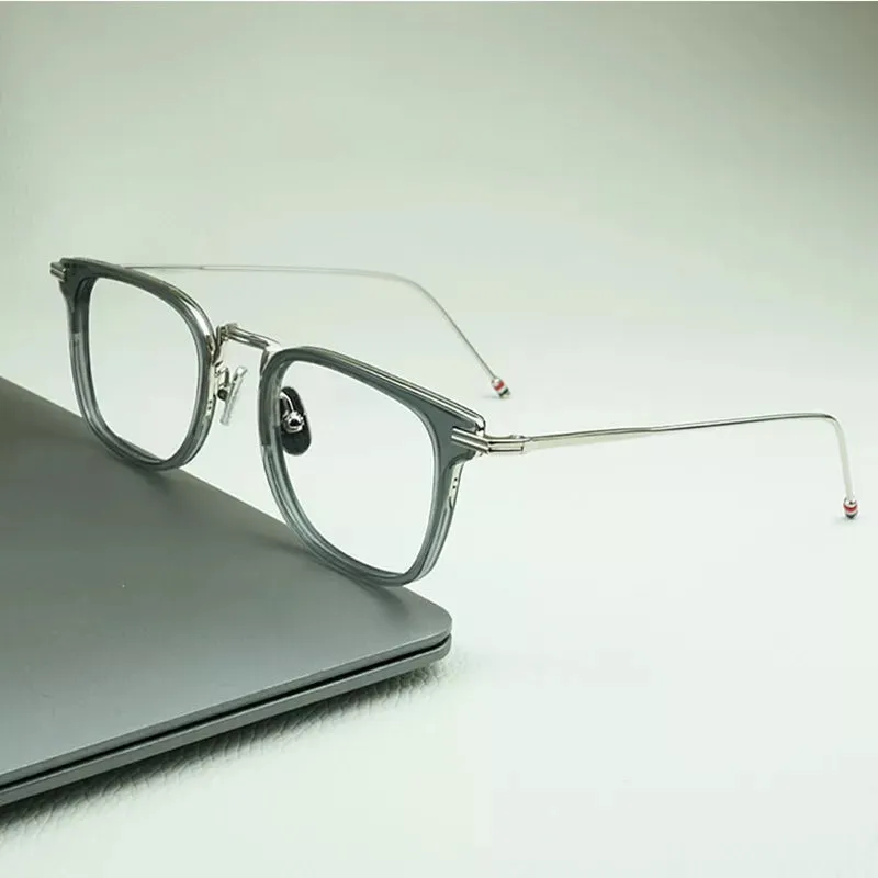 Black Mask Unisex Full Rim Square Alloy Acetate Eyeglasses T905