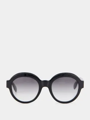 Black Round Acetate Sunglasses