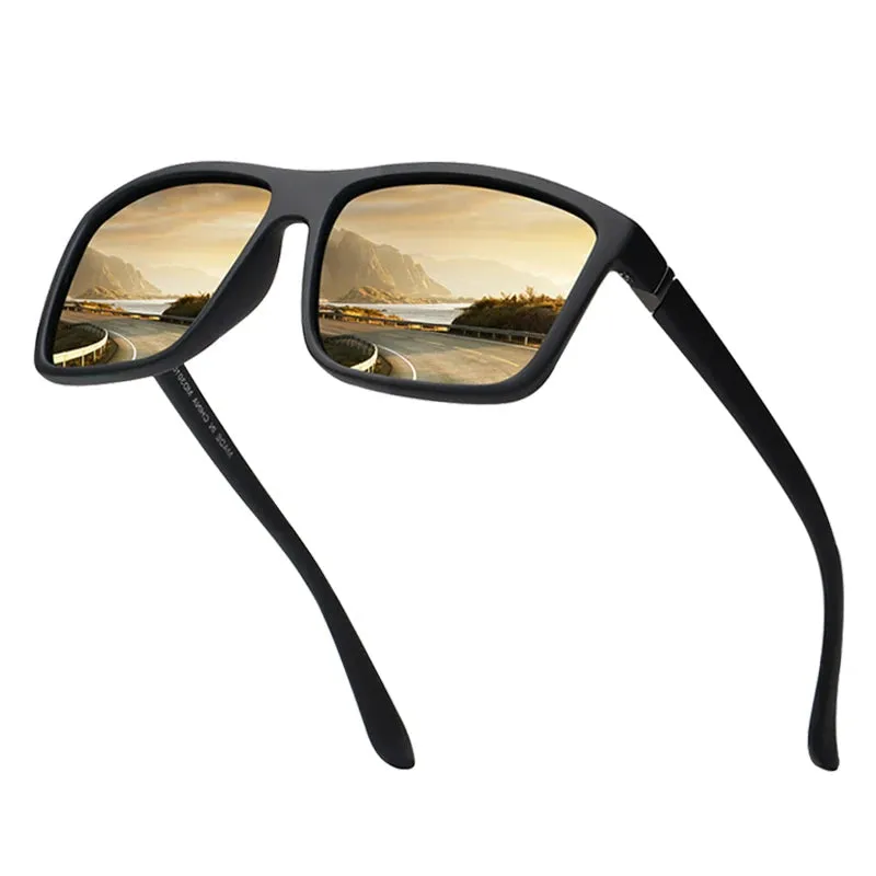 Black Square Polarized Sunglasses UV400 Mirror Blue Anti-Glare Driving Shades Unisex