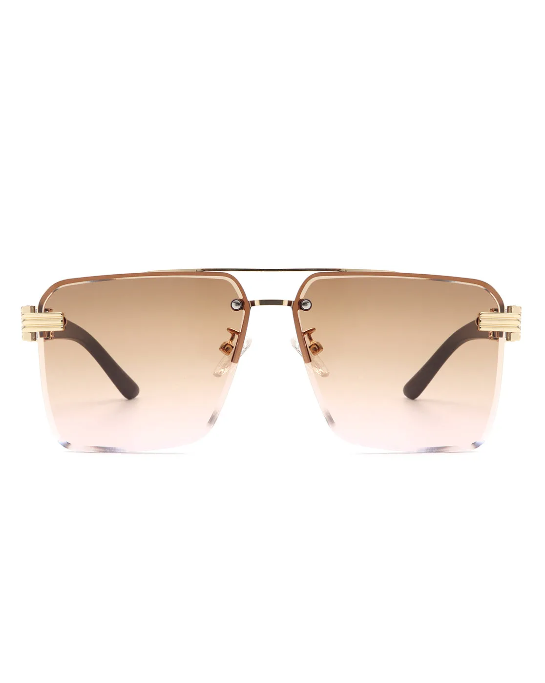 Blip - Retro Tinted Rimless Brow-Bar Fashion Square Sunglasses