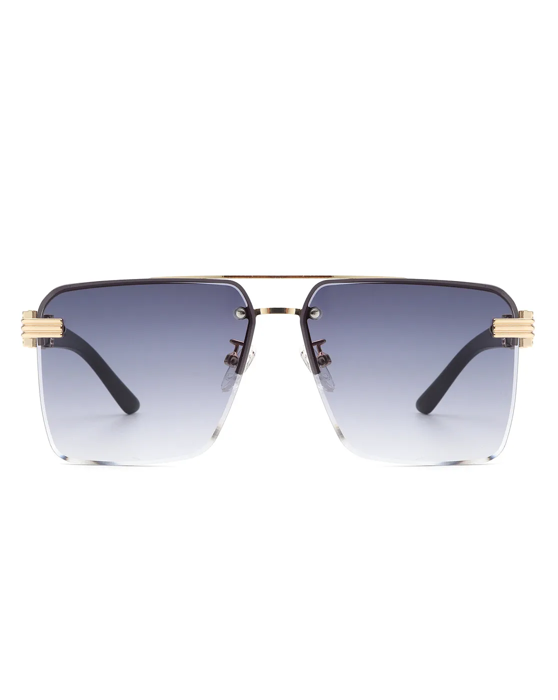 Blip - Retro Tinted Rimless Brow-Bar Fashion Square Sunglasses