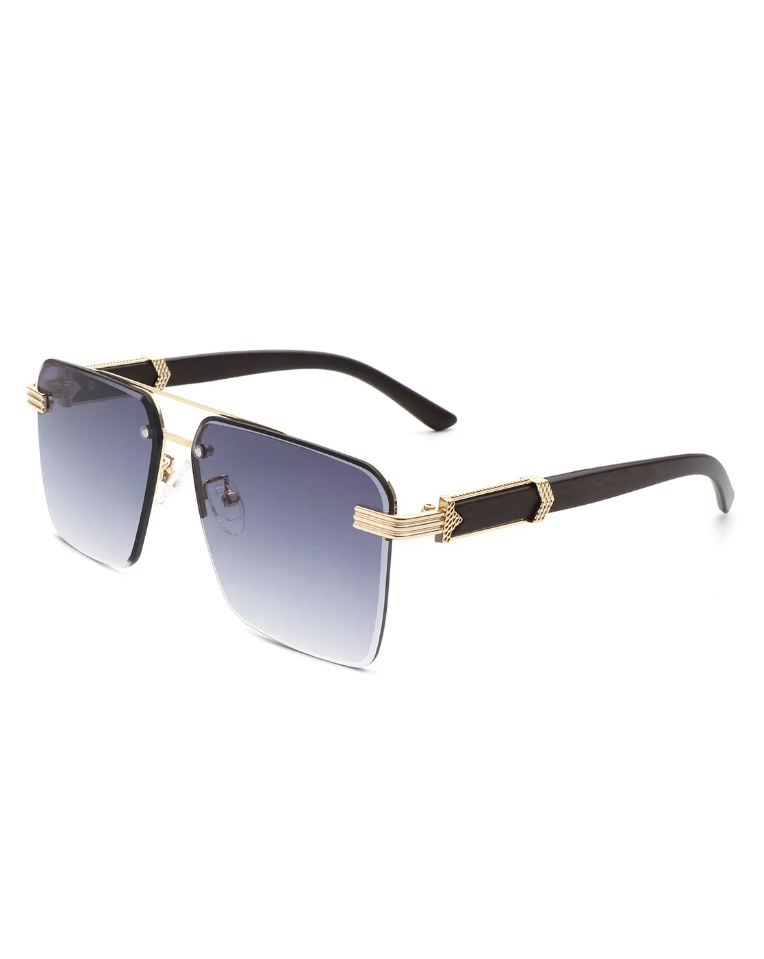 Blip - Retro Tinted Rimless Brow-Bar Fashion Square Sunglasses