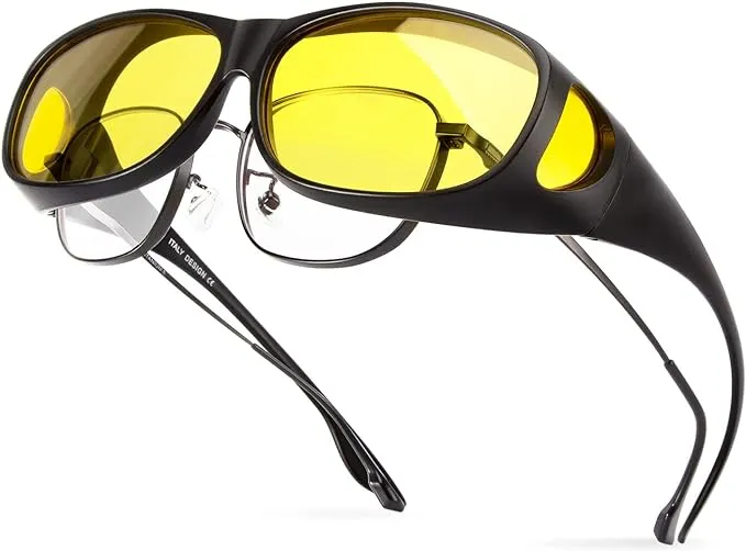 Bloomoak Polarized Night Driving Over Glasses/Fashion Oversized/Anti Glare for Women/Wrap Around Glasses/Suit for Driving