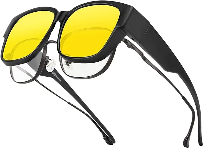 Bloomoak Polarized Night Driving Over Glasses/Fashion Oversized/Anti Glare for Women/Wrap Around Glasses/Suit for Driving