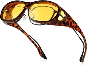 Bloomoak Polarized Night Driving Over Glasses/Fashion Oversized/Anti Glare for Women/Wrap Around Glasses/Suit for Driving