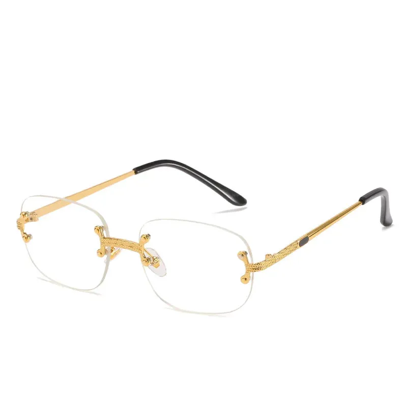Blue Green Mirror Frameless Retro Sunglasses UV400