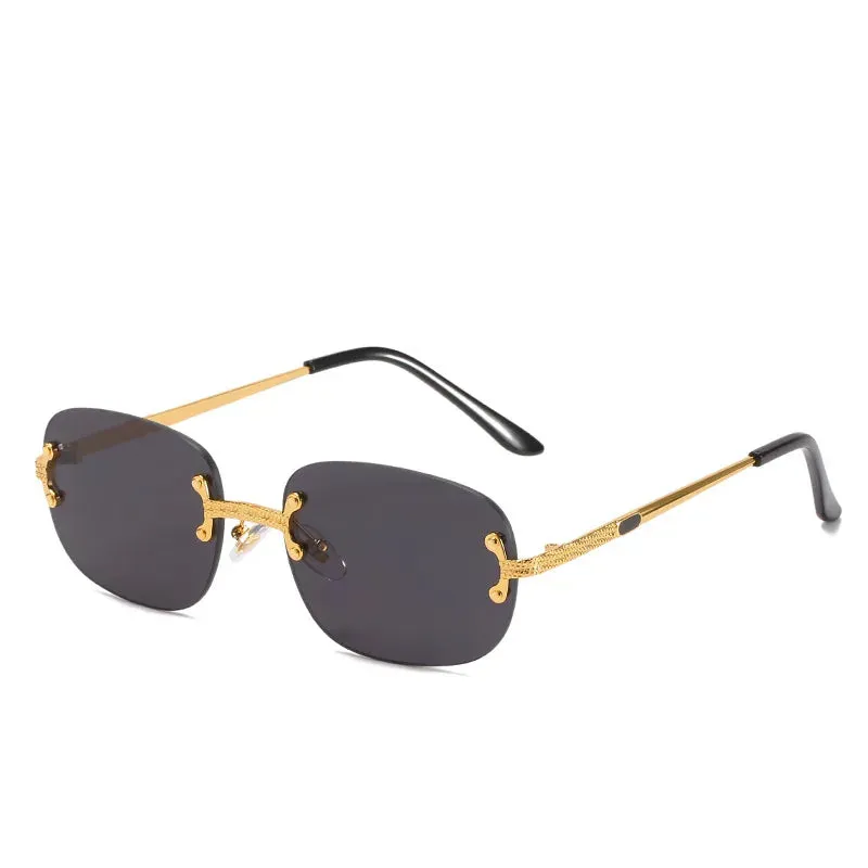 Blue Green Mirror Frameless Retro Sunglasses UV400