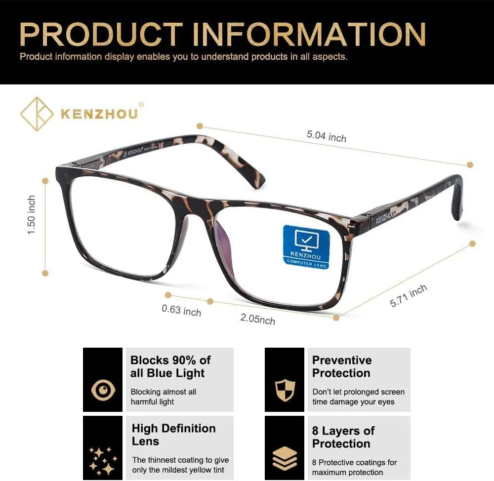 Blue Light Blocking Computer Gaming Glasses 1Pack Anti Glare Eyestrain Men/Women(C1)
