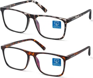 Blue Light Blocking Computer Gaming Glasses 2Pack Anti Glare Eyestrain Men/Women(C1C2)
