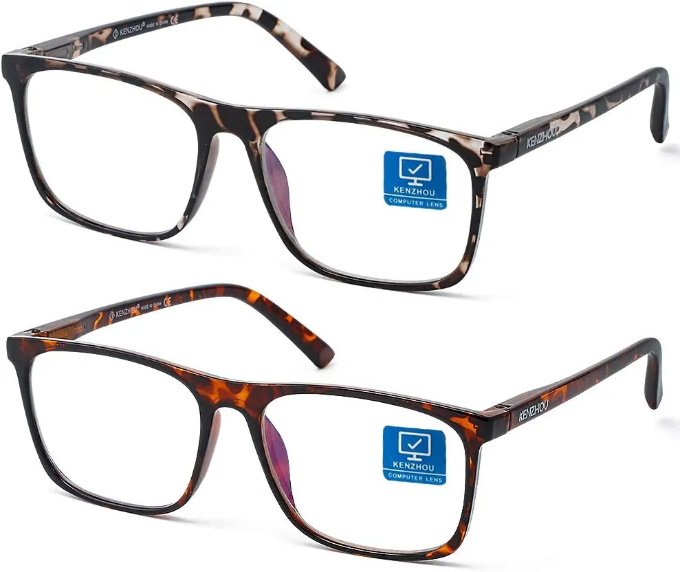 Blue Light Blocking Computer Gaming Glasses 2Pack Anti Glare Eyestrain Men/Women(C1C2)