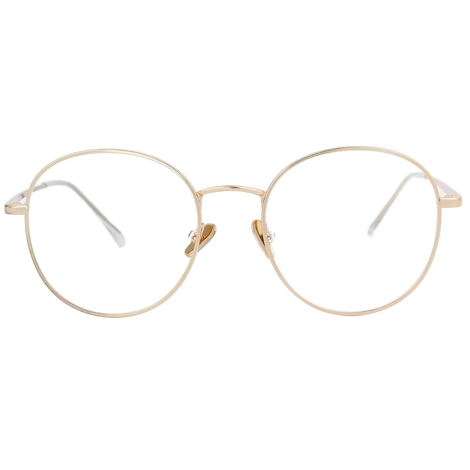 Blue Light Blocking Glasses for Women Men Stylish Round Metal Frame Clear Lens Eyeglasses A2 Gold 50 Millimeters