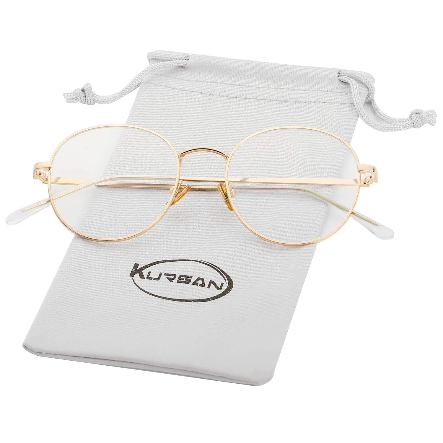 Blue Light Blocking Glasses for Women Men Stylish Round Metal Frame Clear Lens Eyeglasses A2 Gold 50 Millimeters