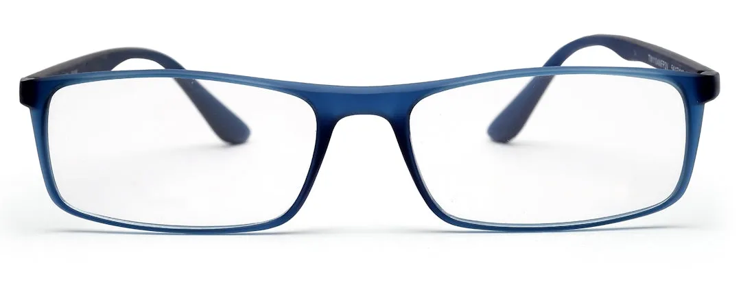 Blue Matte YourSpex Flex Rectangle Eyeglass for Men