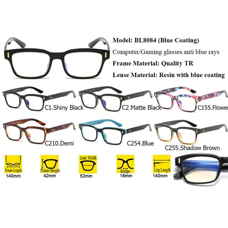 Blue Ray Computer Glasses Men Screen Radiation Blue Light