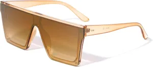 Bologna Geometric Wide Flat Top Shield Sunglasses P6481