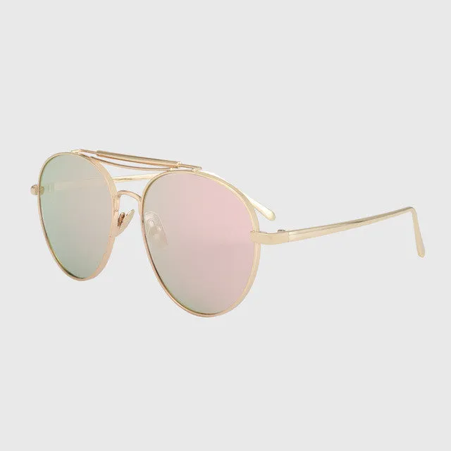 Brand Sunglasses Shades Retro Flat Top Round Design Vintage Female Sun Glasses