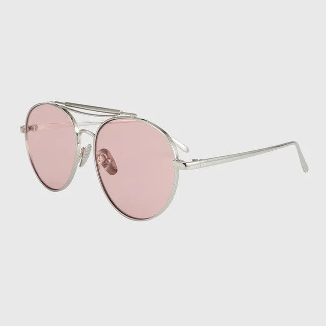 Brand Sunglasses Shades Retro Flat Top Round Design Vintage Female Sun Glasses