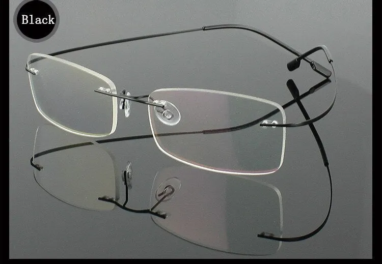 Brightzone Men's Eyeglasses Stainless Steel Oval Rimless B1989