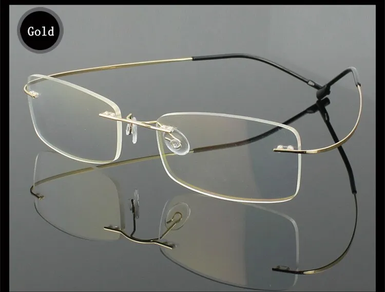 Brightzone Men's Eyeglasses Stainless Steel Oval Rimless B1989