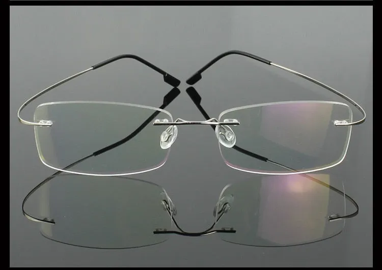 Brightzone Men's Eyeglasses Stainless Steel Oval Rimless B1989