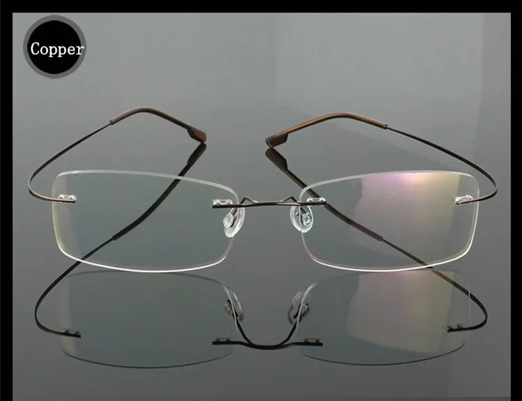 Brightzone Men's Eyeglasses Stainless Steel Oval Rimless B1989