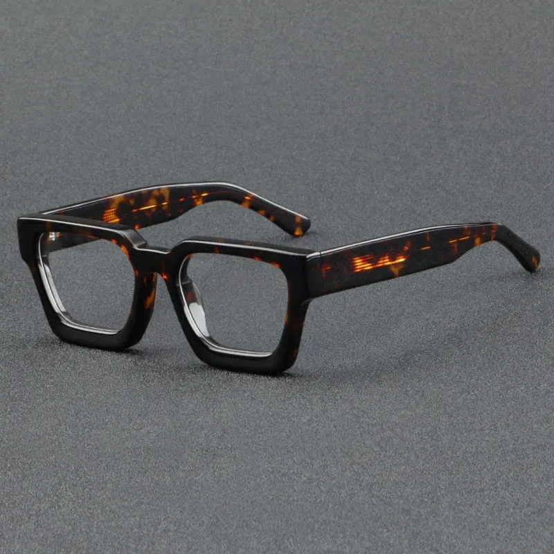 Brightzone Unisex Full Rim Flat Top Square Handcrafted Acetate Eyeglasses 1439