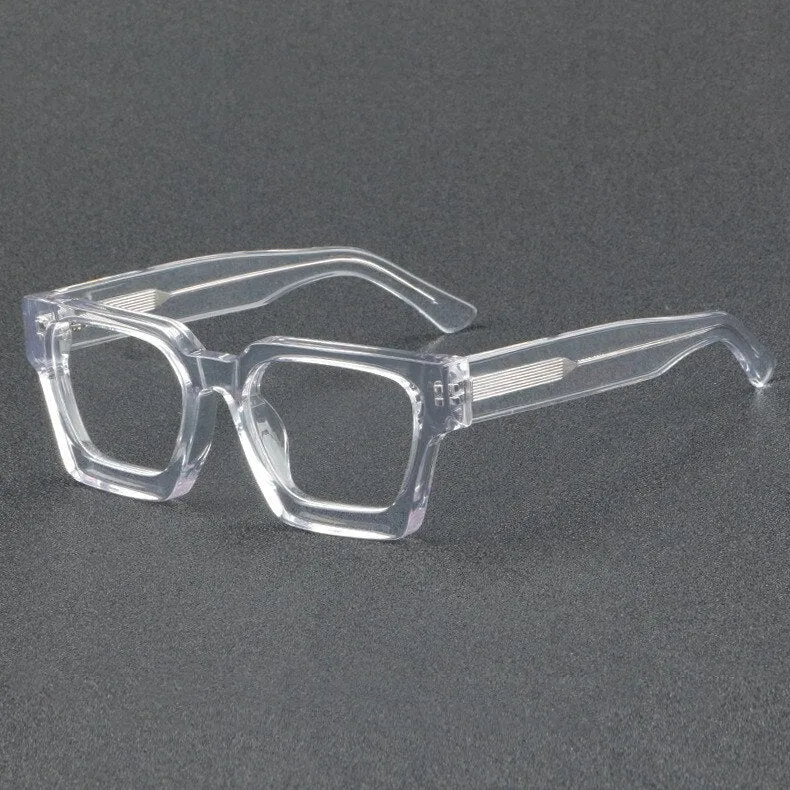 Brightzone Unisex Full Rim Flat Top Square Handcrafted Acetate Eyeglasses 1439