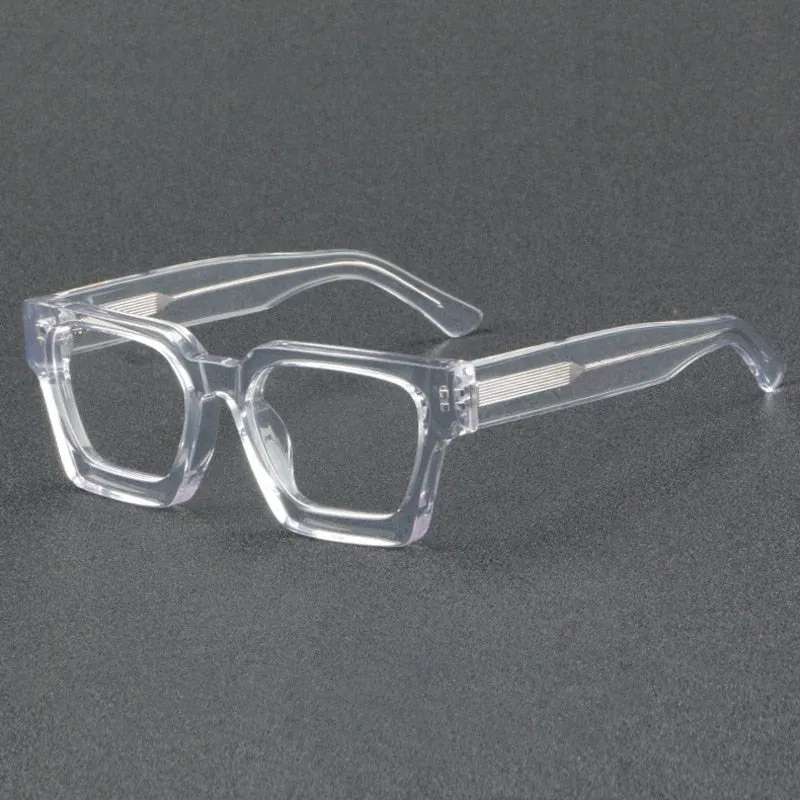 Brightzone Unisex Full Rim Flat Top Square Handcrafted Acetate Eyeglasses 1439