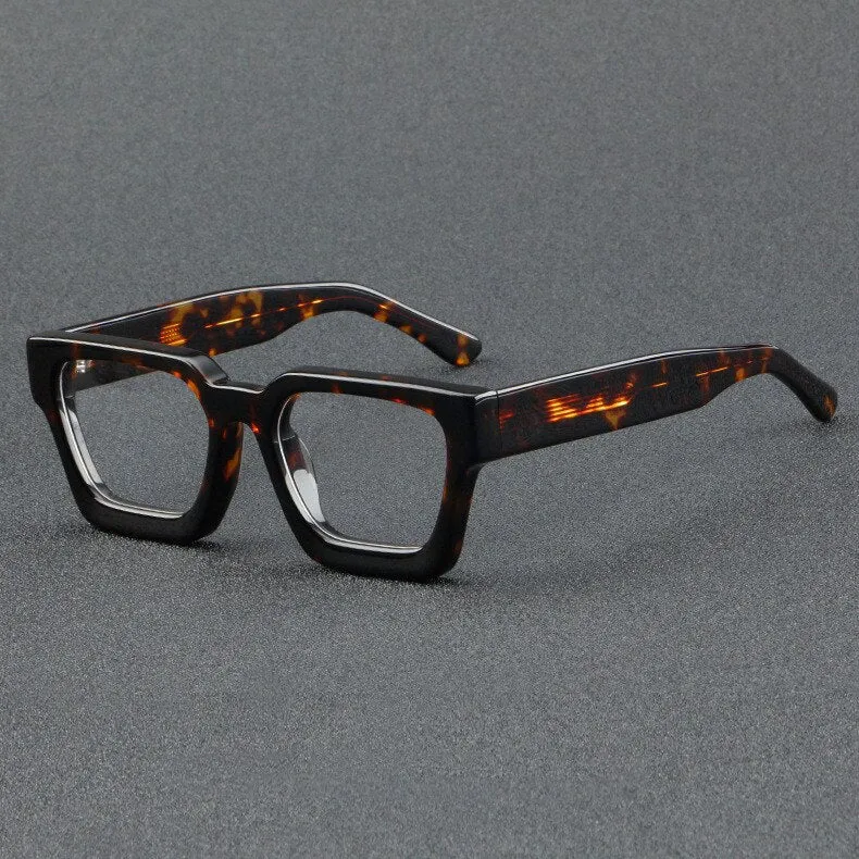Brightzone Unisex Full Rim Flat Top Square Handcrafted Acetate Eyeglasses 1439