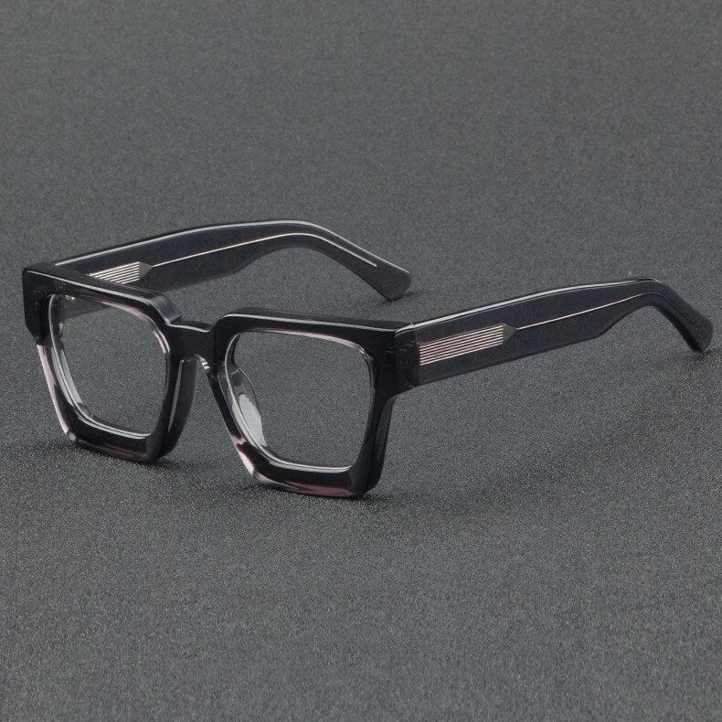 Brightzone Unisex Full Rim Flat Top Square Handcrafted Acetate Eyeglasses 1439