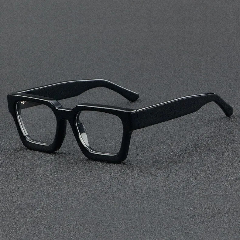 Brightzone Unisex Full Rim Flat Top Square Handcrafted Acetate Eyeglasses 1439