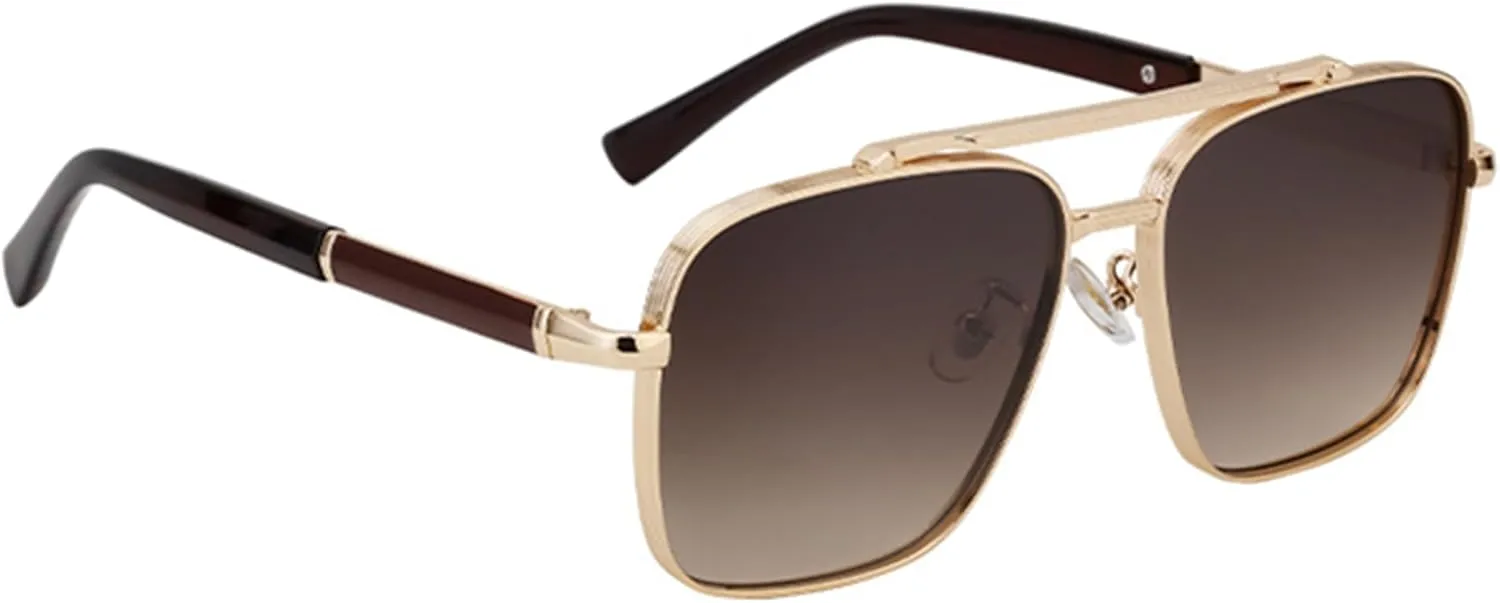 bullabulling Square Pilot Sunglasses for Men and Women Fashion Metal Vintage Gradient Shades Sunglasses UV400 Protection