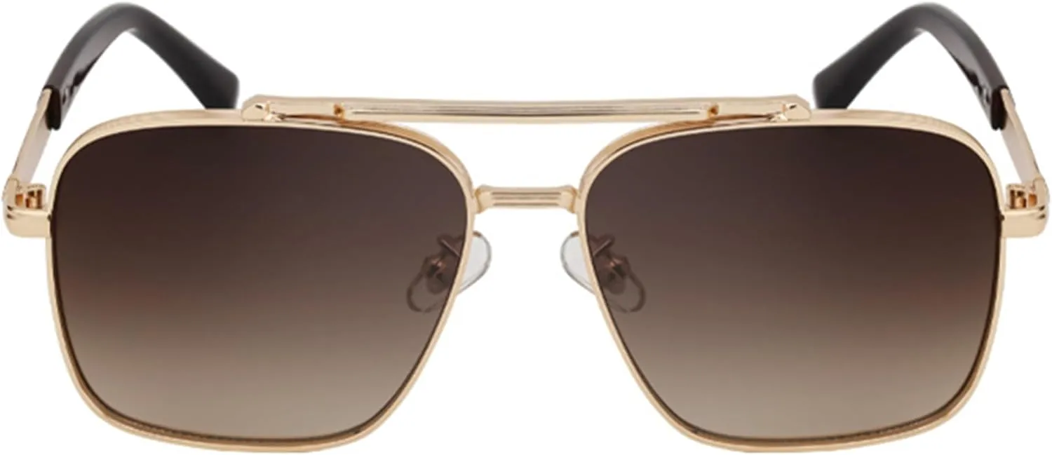 bullabulling Square Pilot Sunglasses for Men and Women Fashion Metal Vintage Gradient Shades Sunglasses UV400 Protection